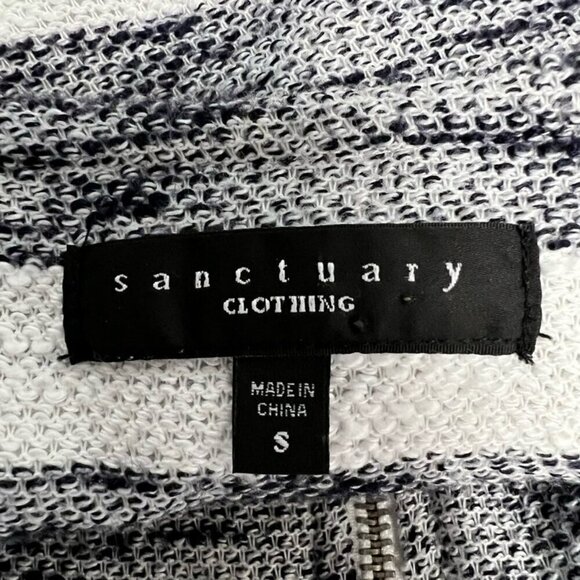 Sanctuary Bomber Jacket Navy/White Stripe Asymmetric Zip Pockets Size Small - Picture 10 of 10